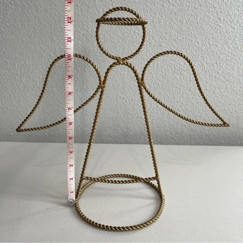 Large Gold Metal Angel Figurine - Twist Design Holiday Accent - Christmas Angel